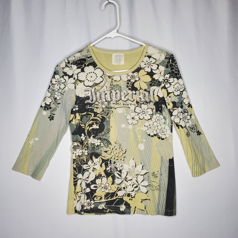 Skinny Minnie Top Womens Medium Sequin Imperial St New York Graphic Grunge Fairy